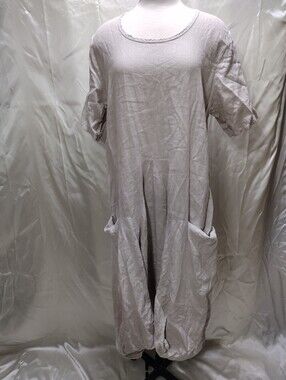 Completo Lino by Arthurio Women's Boho Lagenlook Taupe Cocoon Linen  Dress XL